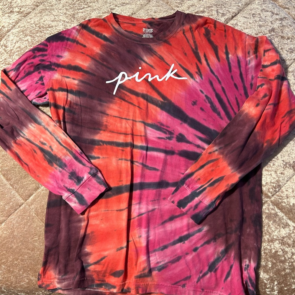 PINK Victoria's Secret Tie-Dye Ling Sleeve T-Shirt